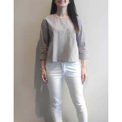 Maglia svasata crop GRIGIA