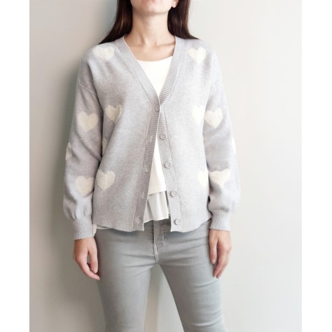 Cardigan cuori GRIGIO