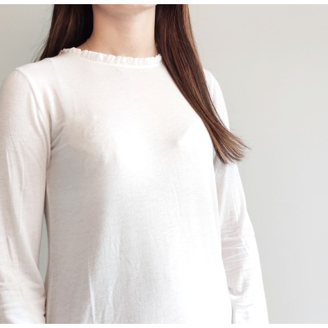 Maglia collo arricciato misto cashmere BIANCA