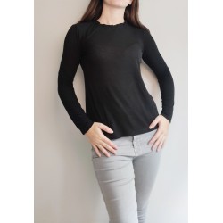 Maglia collo arricciato misto cashmere NERO